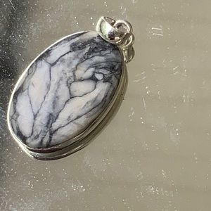 NATURAL PINOLITH STONE 925 STERLING SILVER PENDANT